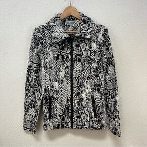 JM Collection Black & White Zip Up Jacket Sz Small